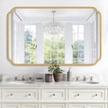 30"x48" Gold Bathroom Mirror for Wall, Large Brass Gold Bathroom Vanity Mirror