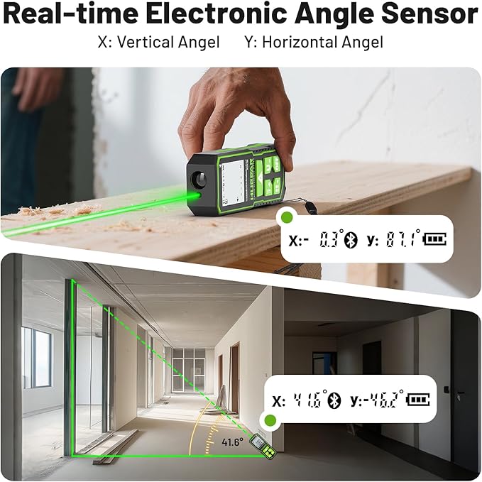 Laser Measuing Tool with Bluetooth APP, ±1/16" High Accuracy, Huepar