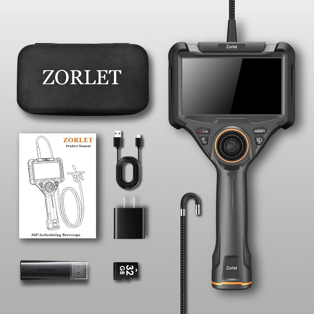 4-way articulating borescope, 0.25in/6.3mm probe, 5" screen, 5ft, view 9