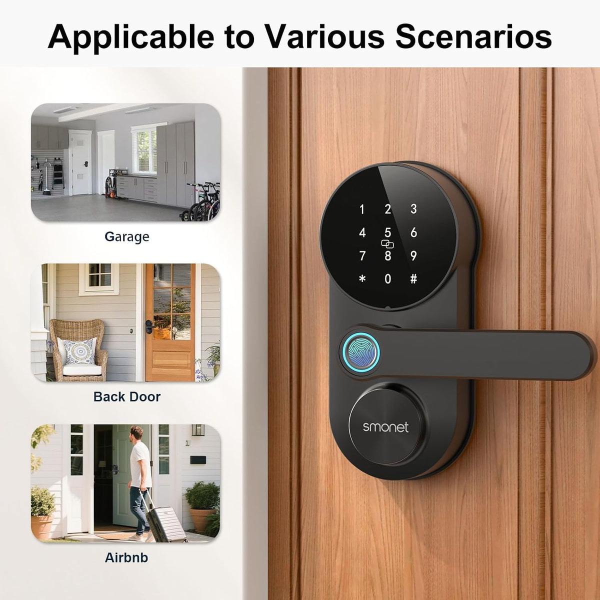 smonet smart lock wifi keypad door lock with on a desk or shelf