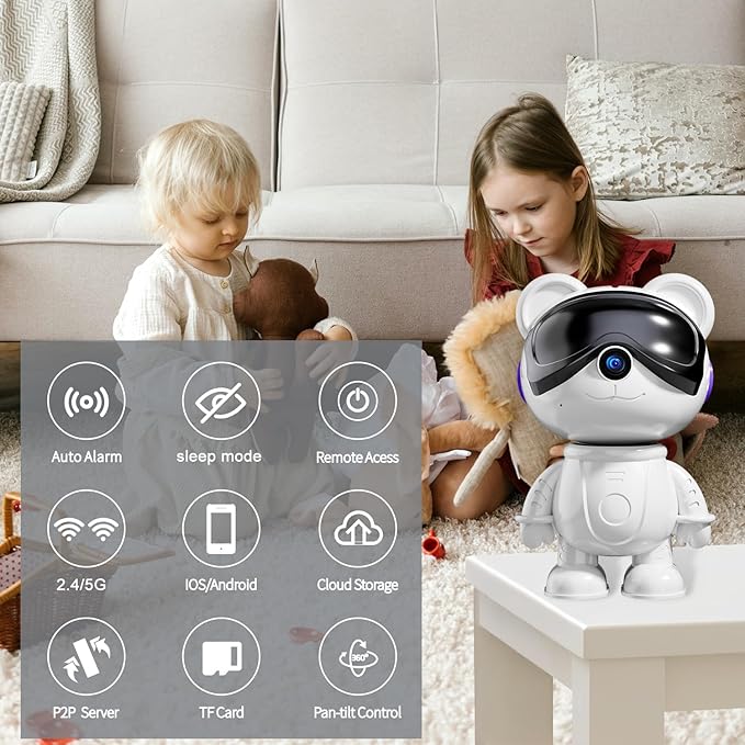 Dzcctvipc-Cute Bear-2K Wireless-Smart Robot-Home Security