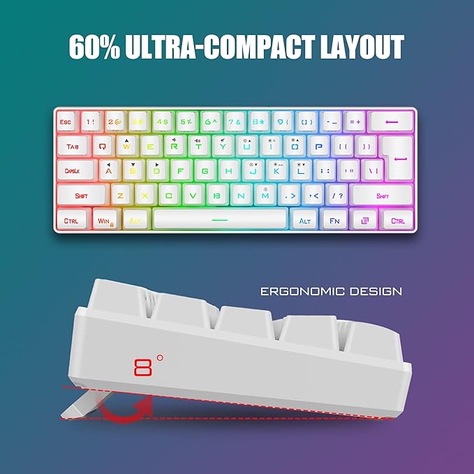 RedThunder 60% Mini Gaming Keyboard and Mouse Combo, Lightweight, Ultra-Compact