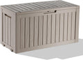 130 Gallon Resin Deck Box, Outdoor Storage Box, Waterproof UV Resistant Lockable，Weatherproof Organizer for Patio Furniture Cushions, Pool Accessories, Garden Tools, Indoor & Outdoor Use, Grey