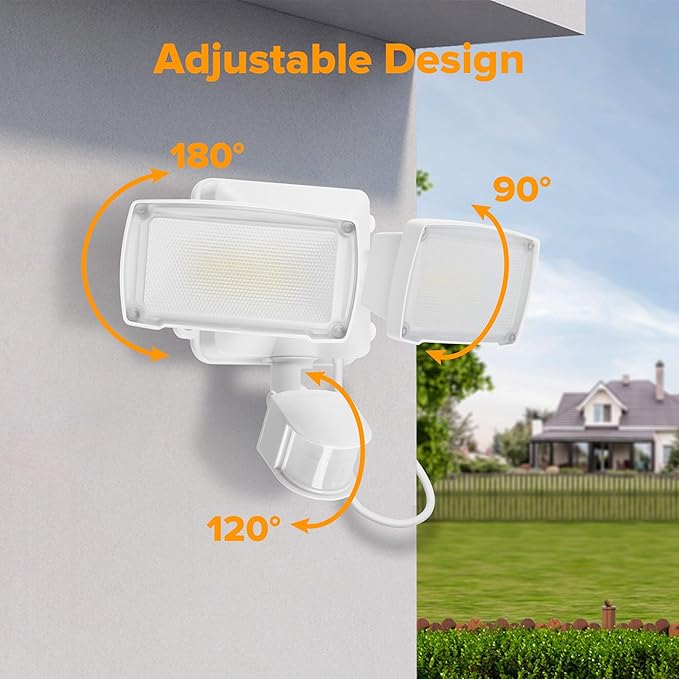 LUTEC 21W 2 Pack Plug in Motion Sensor Light Outdoor, Flood Lights Outdoor