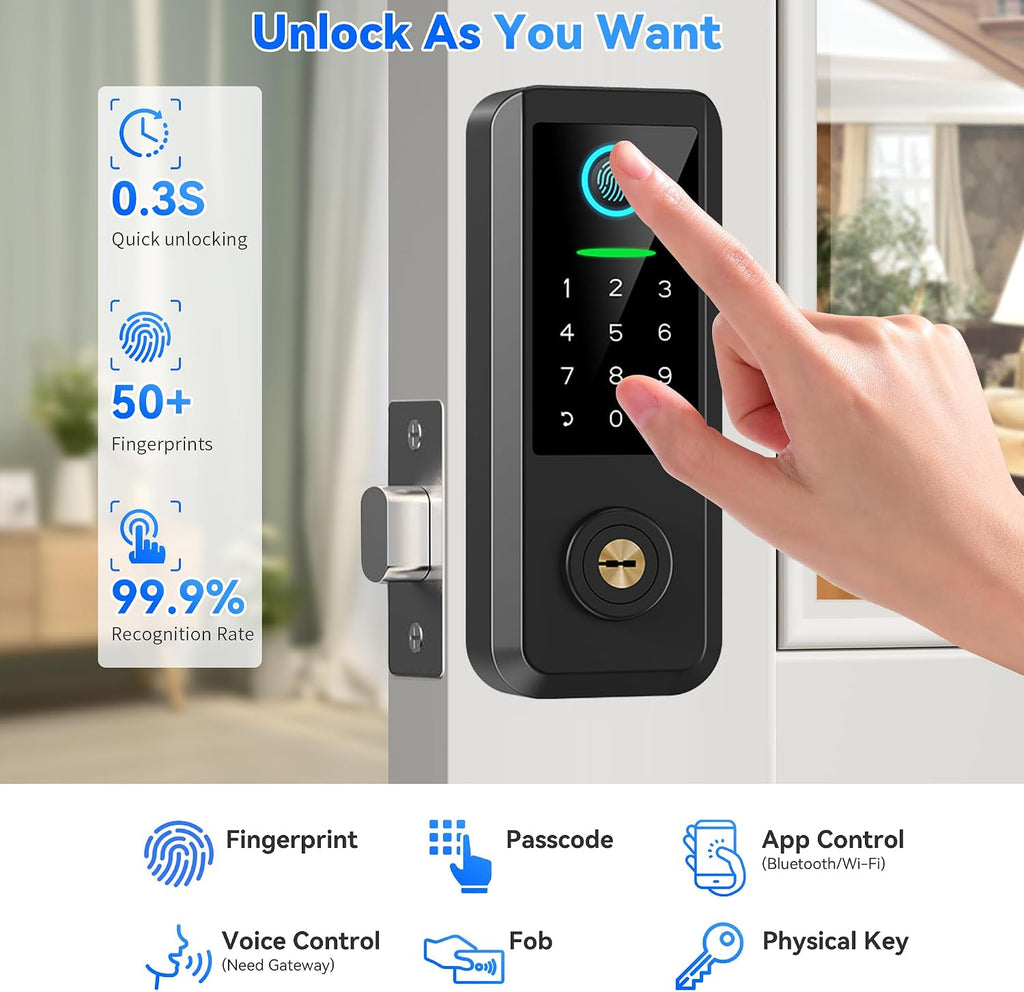smart keyless entry door lock with handle – shown in use