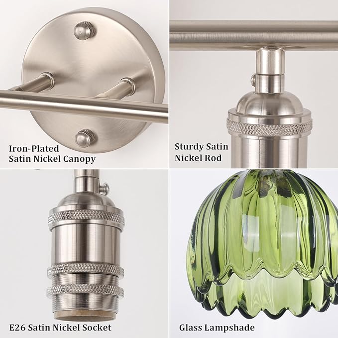 Shenmoyl Bathroom Light Fixtures, 2-Light Vanity Wall Light Over Mirror