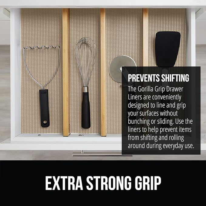 GORILLA GRIP powerGRIP Drawer Shelf and Cabinet Liner, Thick Strong Hold
