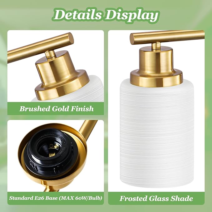 Guliaofo 6-Light Vanity Lights, Brushed Gold Bathroom Light Fixture