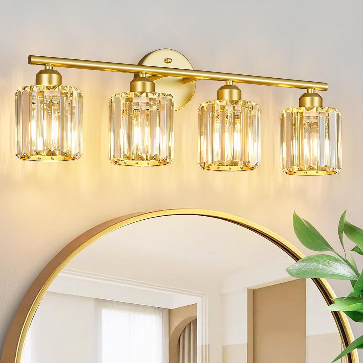 FDPBY Modern 4 Light Crystal Vanity Light, Compatible