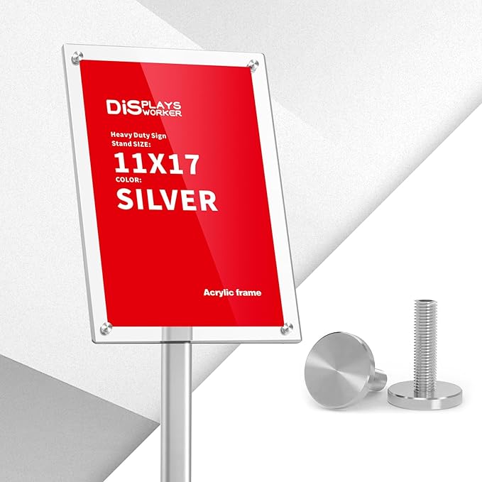 DISPLAYSWORKER Adjustable Heavy Duty Pedestal Sign holder floor Stand, sign
