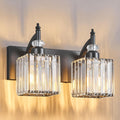 BBLLWJ Modern Bathroom Vanity Light 2-Light Black Crystal Light Fixtures Over