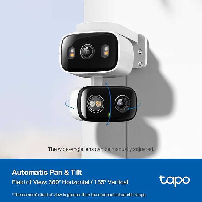 Tapo 2K 3MP Indoor/Outdoor Dual Lens Pan/Tilt Security Camera – 125° Wide-Angle