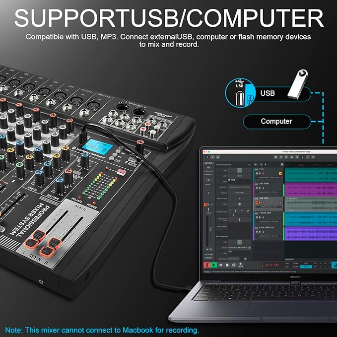 8 Channel Professional Audio Mixer