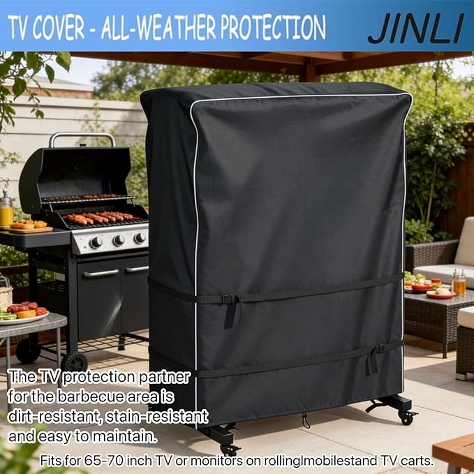 JINLI 65-70 inch outdoor TV trolley cover, courtyard TV cover, Oxford fabric