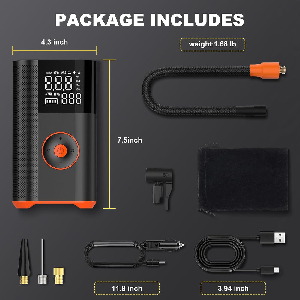 Tire Inflator Portable Air Compressor, 25 Cylinder 100W Fast Inflation 7800mA...