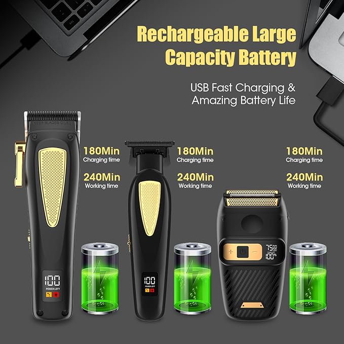 RESUXI Hair Clippers for Men Cordless Hair Trimmer Electric Shavers for Men Set