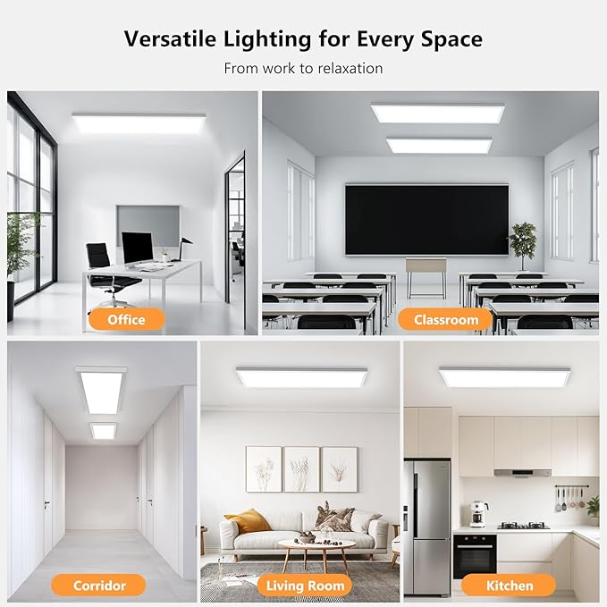 AIKVSXER 12 Pack 1x4 LED Flat Panel Light, 50W 5500LM Surface Mount Ceiling