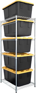 SafeRacks 5-Tier Steel Tote Rack for 27 Gallon Bins - Silver