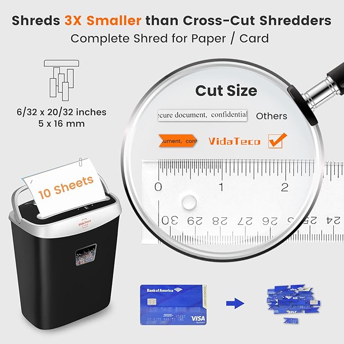 VidaTeco Paper Shredder for Home Office Heavy Duty