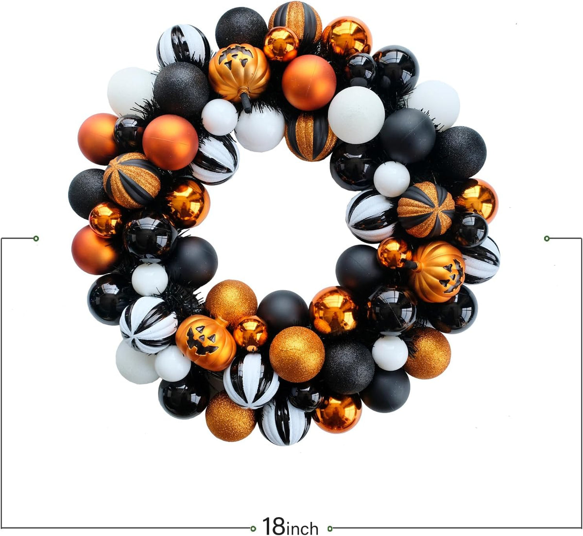 Happy Halloween Wreath for Front Door, 18” Artificial Ball Wreaths Door Decor for Home Halloween Party Decorations (18in)