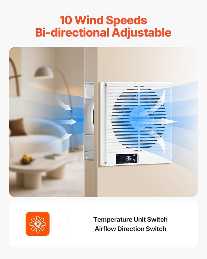 VEVOR Room to Room Fan, Two-Way Airflow Through-the-Wall Fan 8"