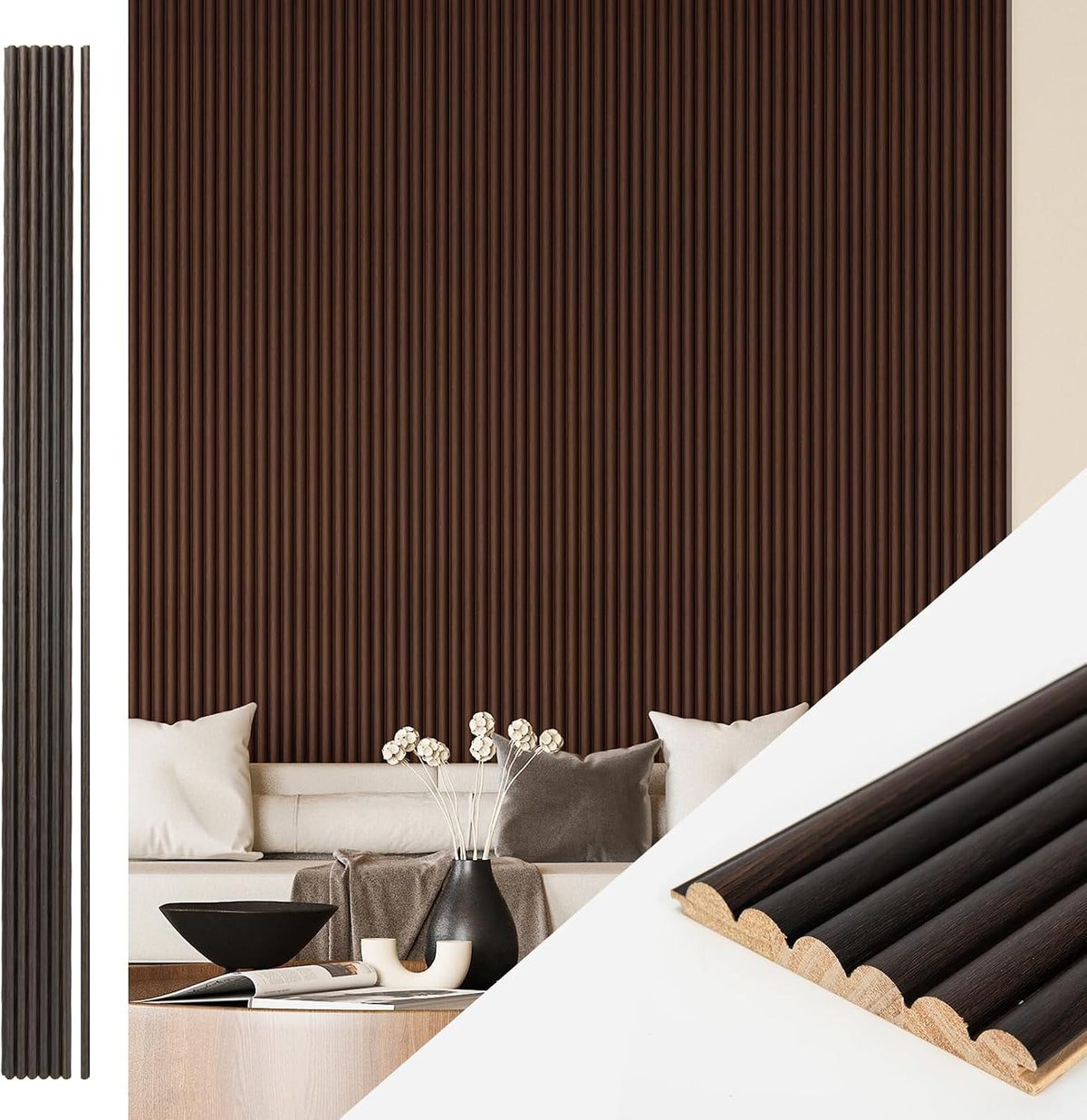 Art3d Fluted Wood Panel for Wall and Ceiling, Beaded Accent molding for Home