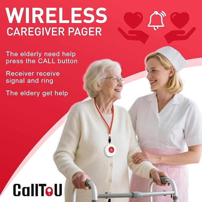 CallToU Caregiver Pager Wireless Call Button Smart Bell Alert System