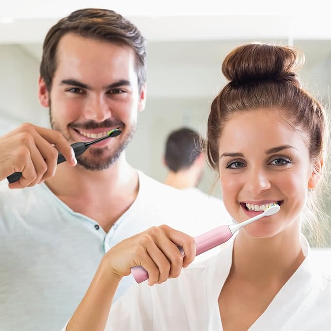 7AM2M Rechargeable Sonic Electric Toothbrush 2 Pack, Soft Toothbrushes