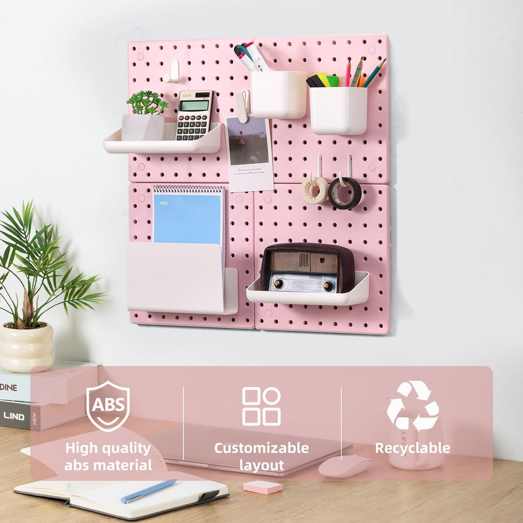 VUSIGN Peg Board Combination Kit 22"x22" Pegboards, Pink