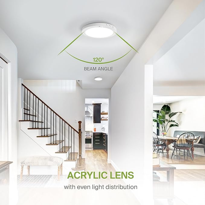 ASD LED 12" Round Flush Mount Ceiling Light Fixture, Low Profile Surface