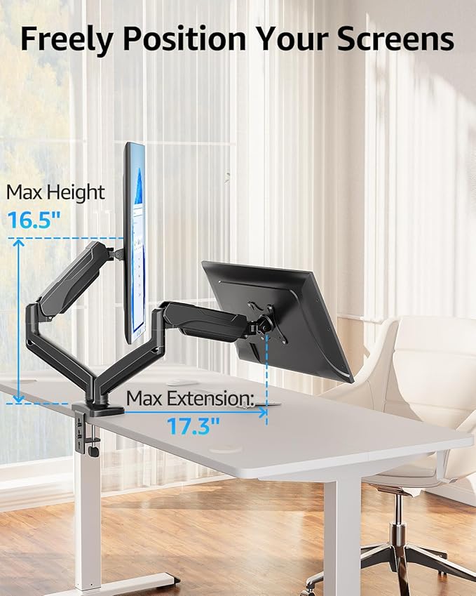 MOUNTUP Dual Monitor Stand for Desk, Monitor Arms for 2 Monitors 32 27 24 22