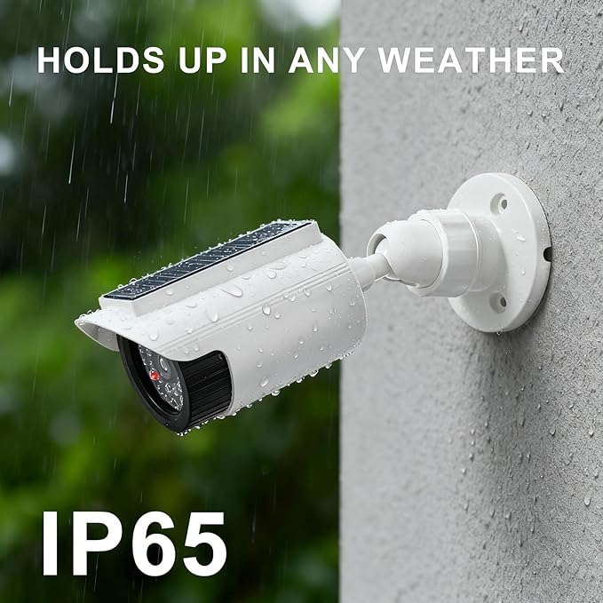 WALI Fake Dummy Camera, Solar Powered Fake Security Camera (2 Pack)