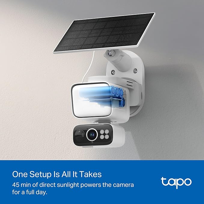 Tapo 2K Dimmable Floodlight Security Camera Outdoor Wireless w/Solar Panel