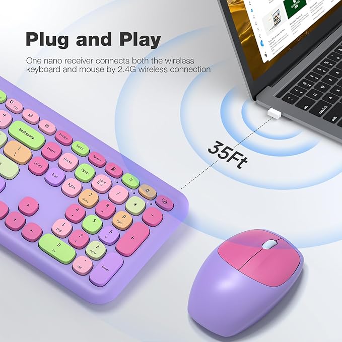 MOFII Wireless Keyboard and Mouse Combo, 2.4G Silent Cordless Slim Full Size
