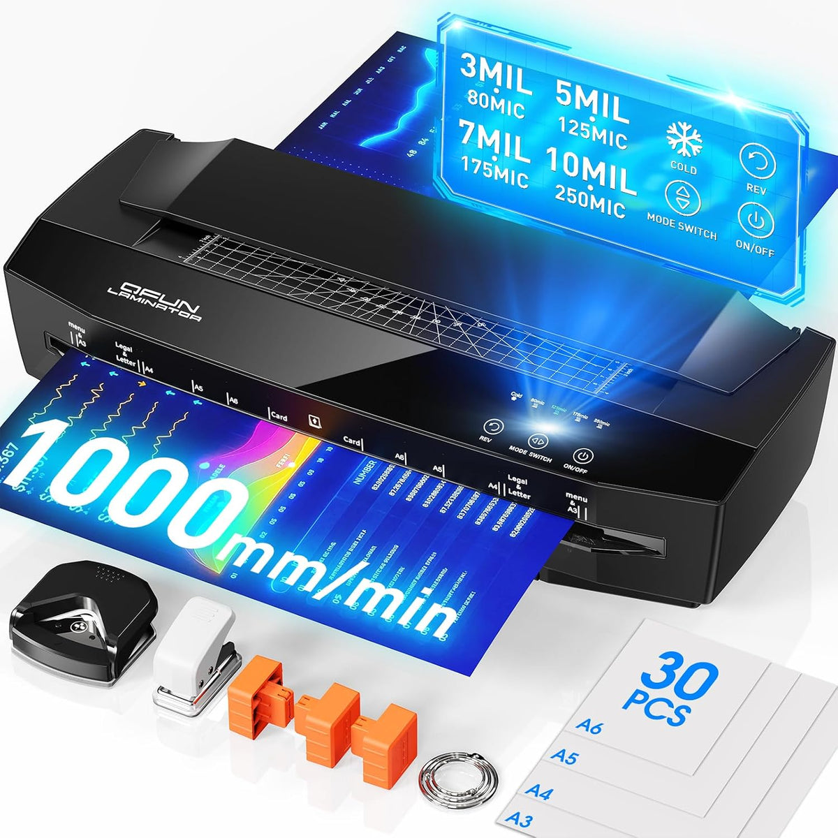 Qfun 3-10 Mil Thermal Laminator Machine 11x17 Heavy Duty Lamination Machine