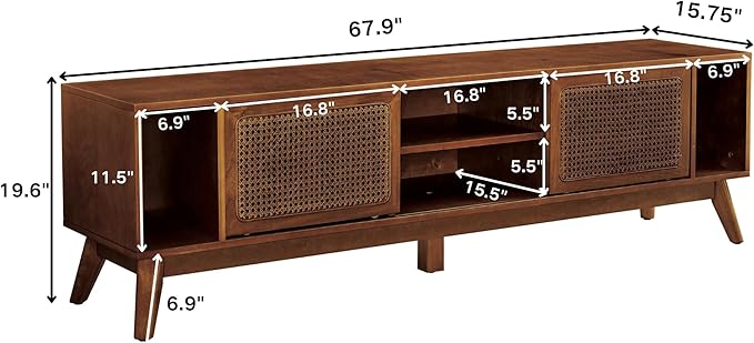 LKTART 68 Inch Mid Century Modern TV Stand