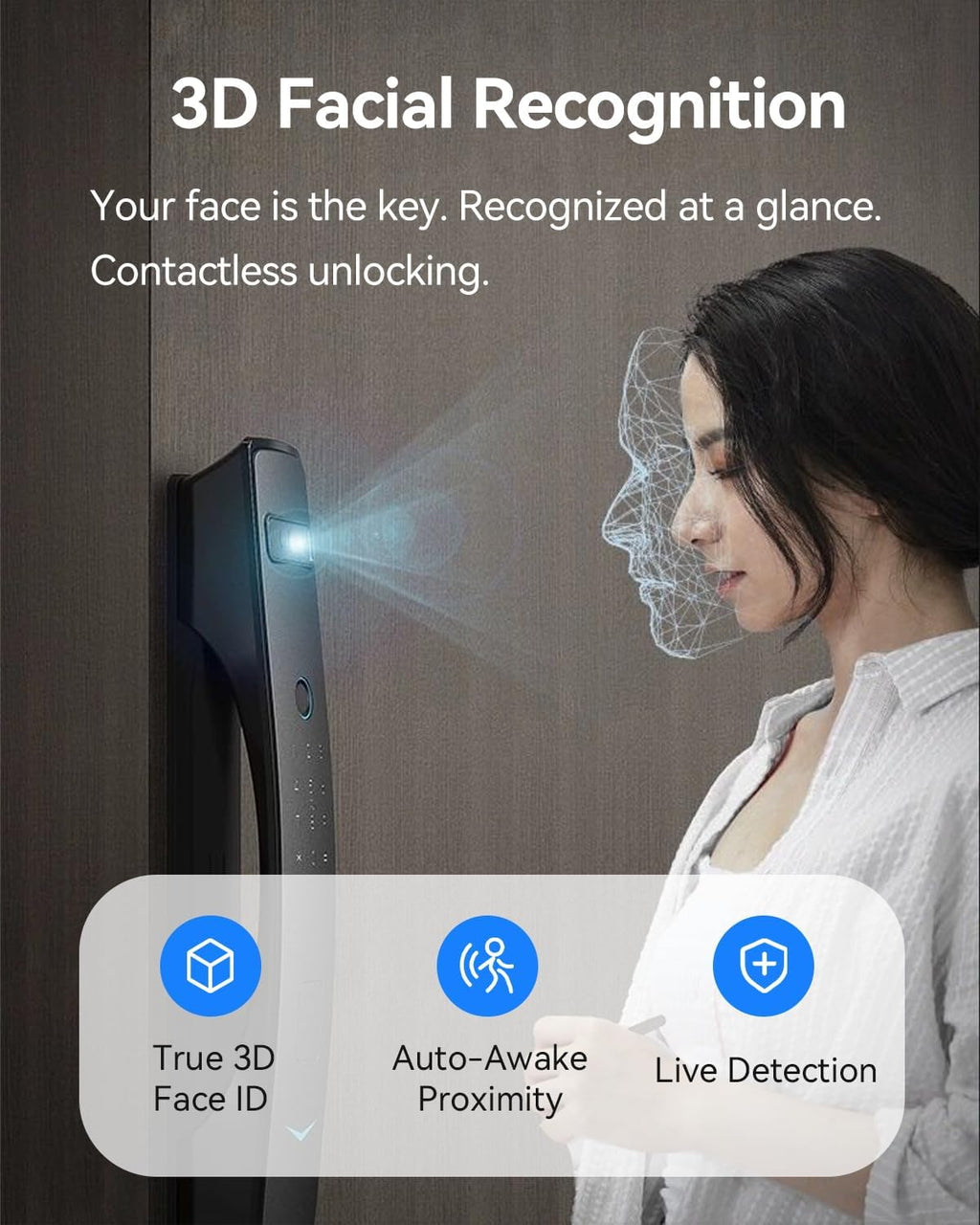 3D Face Recognition Smart Lock with Dual Cameras & Doorbell
