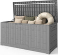 Outdoor Storage Box, 120 Gallon Waterproof Resin Patio Deck Box (Grey)