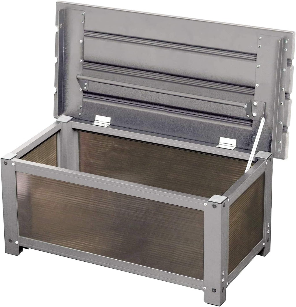 Garden Master KSS-74H(GY) Step Stocker (Width 29.1 inches (74 cm) x Height 12.6 inches (32 cm) Aluminum/Bench Stocker/Storage Box, Gray