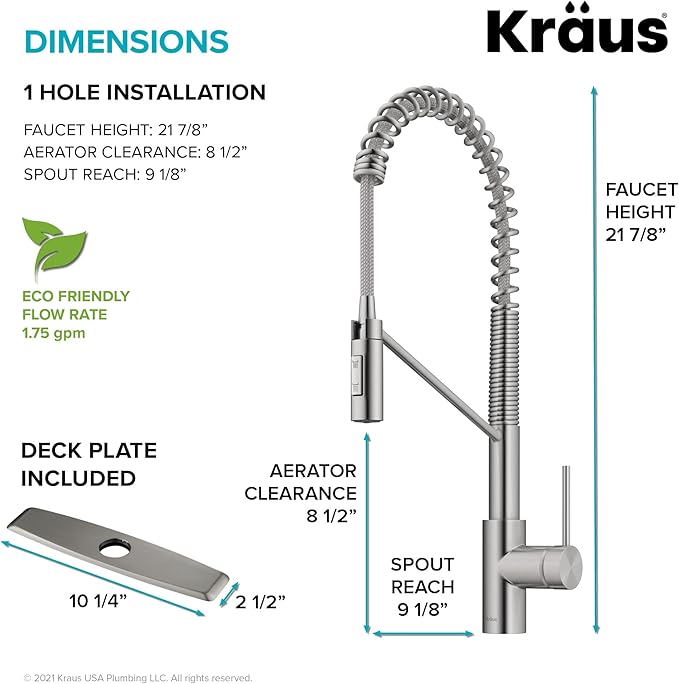 KRAUS Oletto Commercial Style Single Handle Pull Down Kitchen Faucet