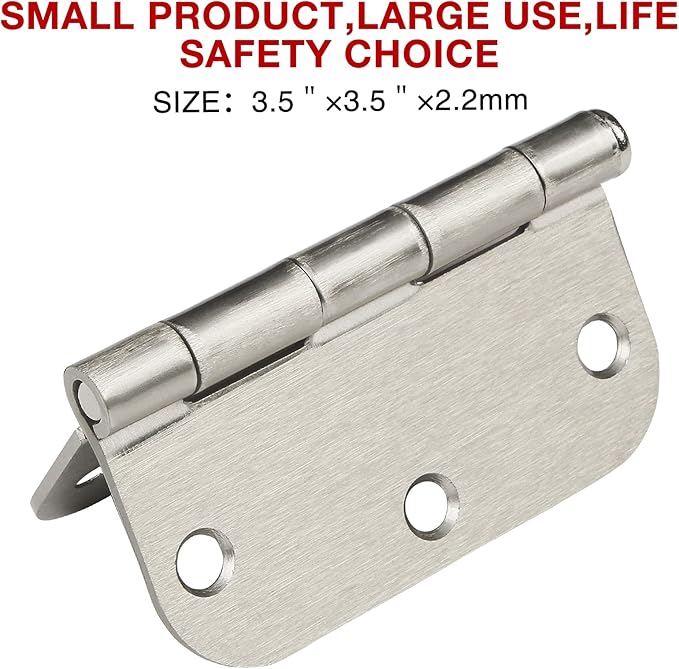 48 Pack Interior Door Hinges Brushed Nickel 3.5 Inch x 3 1/2" Rounded 5/8"