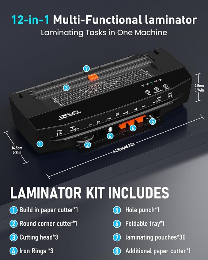 Qfun 3-10 Mil Thermal Laminator Machine 11x17 Heavy Duty Lamination Machine