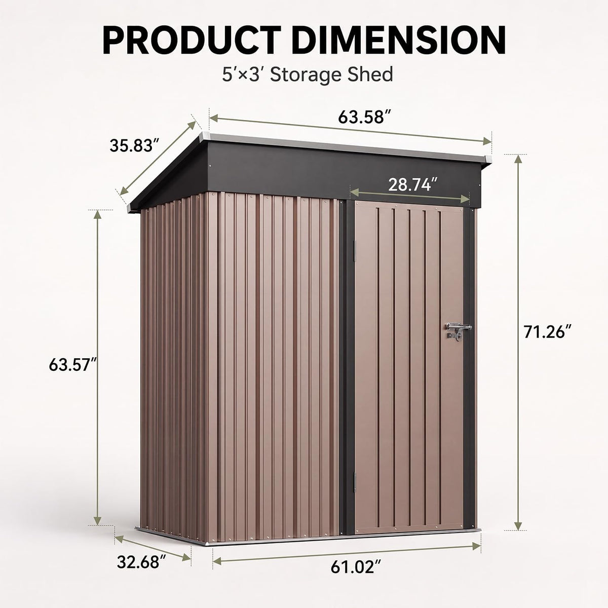 aoxun 5x3 ft outdoor storage shed with base shown in use