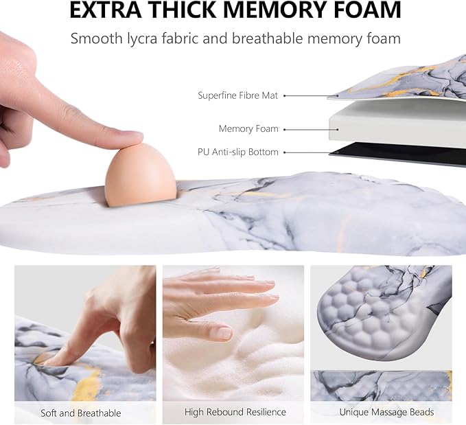 Mouse Pad Wrist Support, Laokiiy 2 in1 Keyboard Wrist Rest+ Ergonomic Mouse Pad