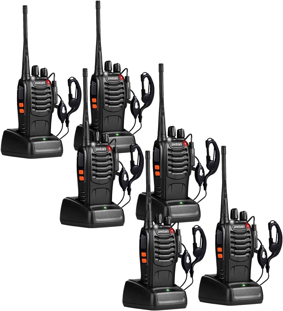 pxton Two Way Radios Long Range Walkie Talkies (6 Pack)