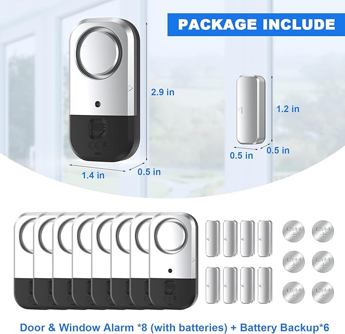 ANKOSHUN Door Window Alarm Sensors (8 Pack)