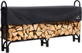 ShelterLogic 8' Adjustable Heavy Duty Outdoor Firewood Rack with Steel Frame Construction and Water-Resistant Cover