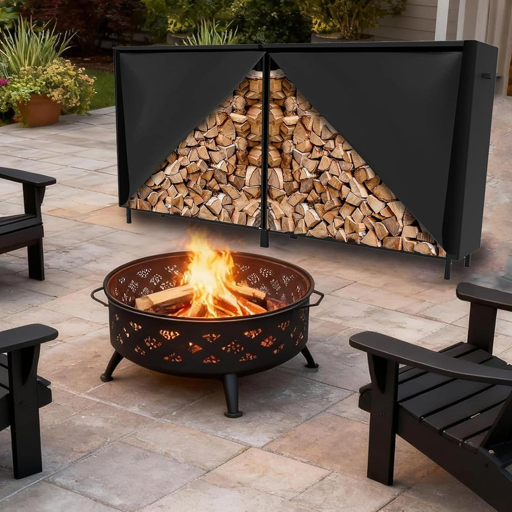 8ft firewood rack cover with zipper & adhesive, package contents