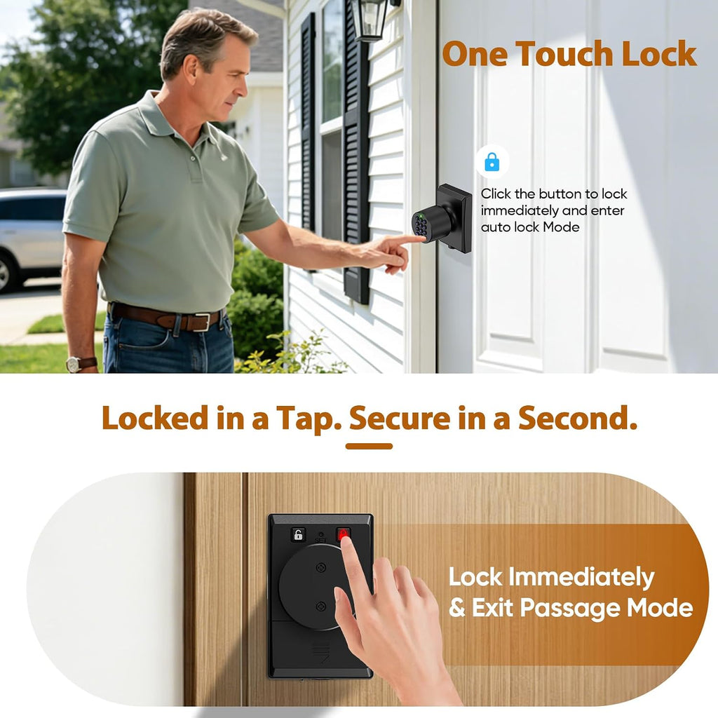 keyless entry door knob smart keypad door lock, side view