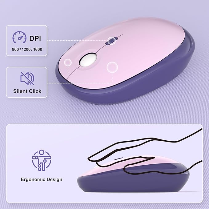 MOFII Wireless Keyboard and Mouse Combo, Full Size 2.4G Retro Round Computer